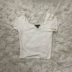 White Square Neck Crop Top